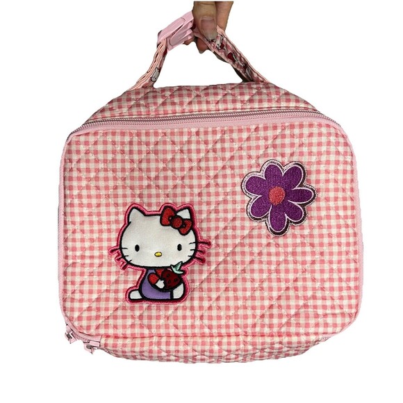 Vera Bradley Sanrio Hello Kitty Gingham Pink Lay Flat Lunch Bag Box New 2023 - Picture 1 of 6